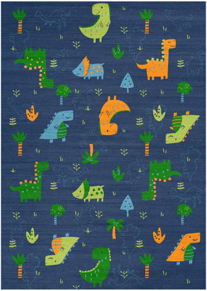 7 X 9 Blue Polyester Flatweave Area Rug Low Profile Living Room Floor Accent