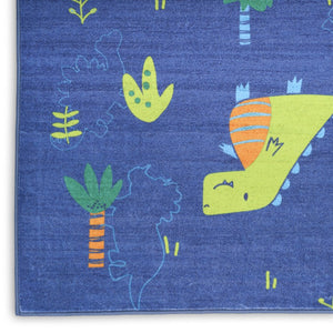 7 X 9 Blue Polyester Flatweave Area Rug Low Profile Living Room Floor Accent