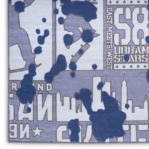 HomeRoots 7 X 9 Blue Polyester Flatweave Rug for Living Room Dining or Entryway Modern Accent 573710