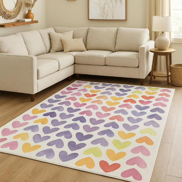 7 X 9 Lavender Polyester Flatweave Rug for Living Room Bedroom Soft Low Profile