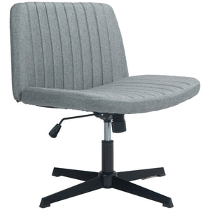 English Elm HOMCOM Wide Armless Office Chair with Breathable Linen Fabric, Thick Foam Padding, Tilt & Swivel Grey W2225P200764