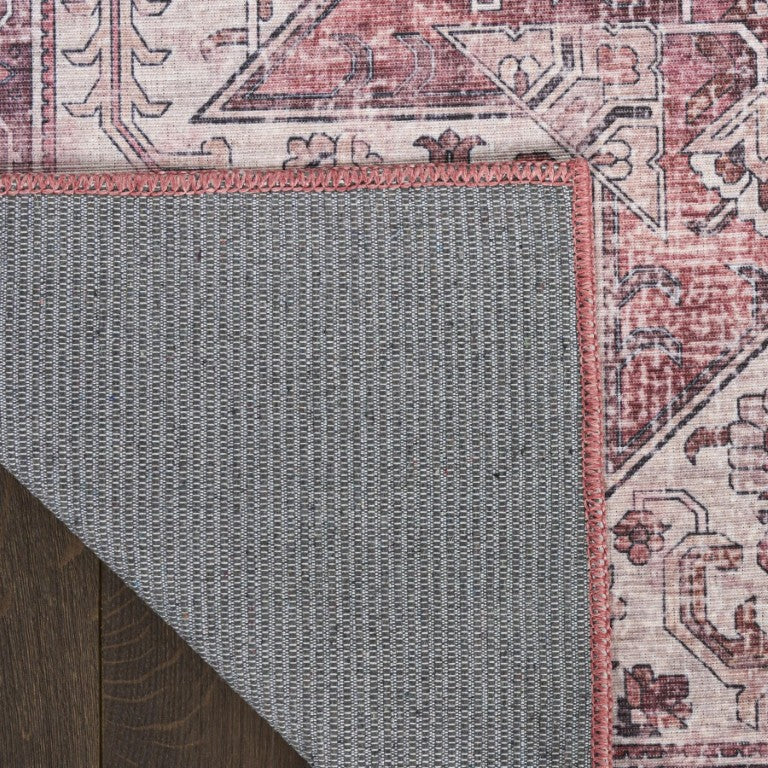 HomeRoots Red Floral Vintage Distressed Polypropylene Area Rug for Living Room or Dining Space 9' x 12' 573725