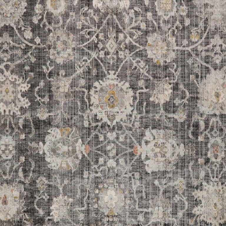 9x12 Gray Floral Polypropylene Area Rug Distressed Vintage Look for Living Rooms