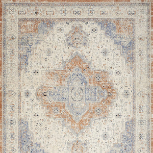 HomeRoots 10' Beige and Blue Floral Area Rug - Timeless Indoor/Outdoor Design for Any Space, Durable & Easy Care 573750