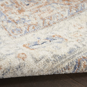 HomeRoots 10' Beige and Blue Floral Area Rug - Timeless Indoor/Outdoor Design for Any Space, Durable & Easy Care 573750
