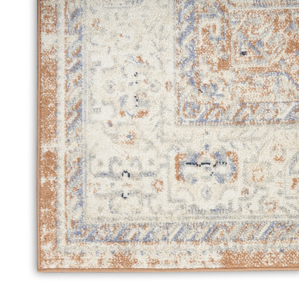 HomeRoots 10' Beige and Blue Floral Area Rug - Timeless Indoor/Outdoor Design for Any Space, Durable & Easy Care 573750