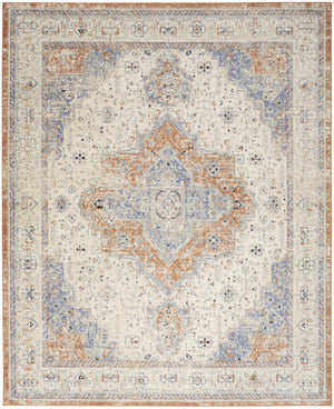 HomeRoots 10' Beige and Blue Floral Area Rug - Timeless Indoor/Outdoor Design for Any Space, Durable & Easy Care 573750