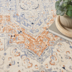 HomeRoots 10' Beige and Blue Floral Area Rug - Timeless Indoor/Outdoor Design for Any Space, Durable & Easy Care 573750
