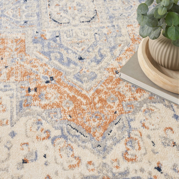 HomeRoots 10' Beige and Blue Floral Area Rug - Timeless Indoor/Outdoor Design for Any Space, Durable & Easy Care 573750