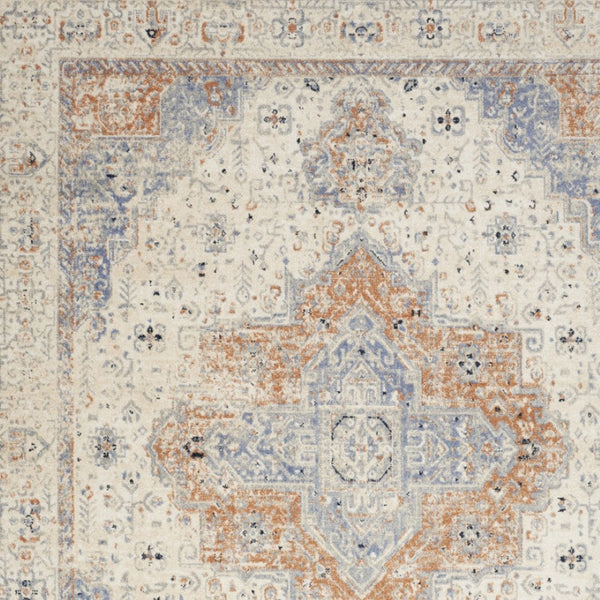 HomeRoots 10' Beige and Blue Floral Area Rug - Timeless Indoor/Outdoor Design for Any Space, Durable & Easy Care 573750