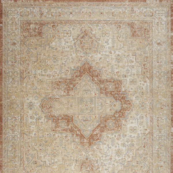 HomeRoots 10' Beige and Rust Floral Area Rug - Durable Indoor/Outdoor Rug for Patios, Living Rooms, and More 573751