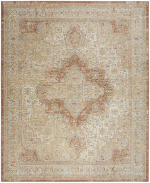 HomeRoots 10' Beige and Rust Floral Area Rug - Durable Indoor/Outdoor Rug for Patios, Living Rooms, and More 573751