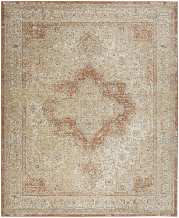 HomeRoots 10' Beige and Rust Floral Area Rug - Durable Indoor/Outdoor Rug for Patios, Living Rooms, and More 573751