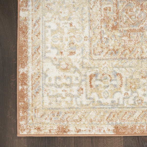 HomeRoots 10' Beige and Rust Floral Area Rug - Durable Indoor/Outdoor Rug for Patios, Living Rooms, and More 573751