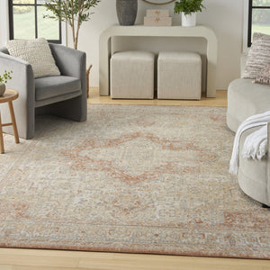 HomeRoots 10' Beige and Rust Floral Area Rug - Durable Indoor/Outdoor Rug for Patios, Living Rooms, and More 573751