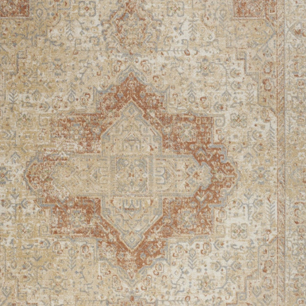 HomeRoots 10' Beige and Rust Floral Area Rug - Durable Indoor/Outdoor Rug for Patios, Living Rooms, and More 573751