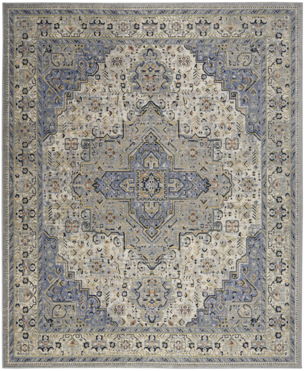 HomeRoots 10' Blue Floral Area Rug - Durable, Versatile Indoor/Outdoor Design for Stylish Spaces & Easy Care 573752