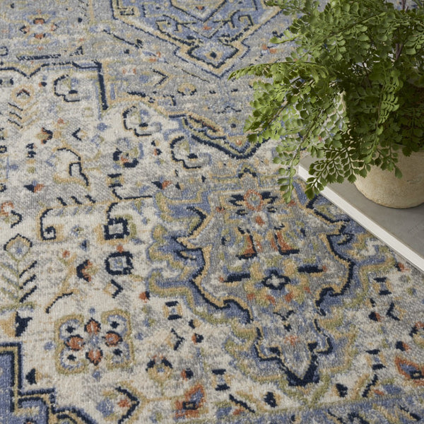 HomeRoots 10' Blue Floral Area Rug - Durable, Versatile Indoor/Outdoor Design for Stylish Spaces & Easy Care 573752