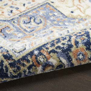 HomeRoots 10' Navy Blue Floral Area Rug - Durable Indoor/Outdoor Design for Elegant Living Spaces & Patios 573753