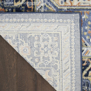 HomeRoots 10' Navy Blue Floral Area Rug - Durable Indoor/Outdoor Design for Elegant Living Spaces & Patios 573753