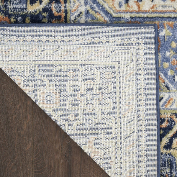 HomeRoots 10' Navy Blue Floral Area Rug - Durable Indoor/Outdoor Design for Elegant Living Spaces & Patios 573753