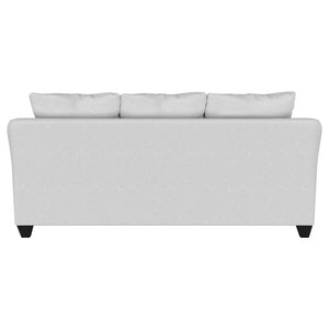 English Elm Alcazar Sand Track Arm Sofa with Toss Pillows, Modern Plush 3-Seater Upholstered in Gray Mist, Tapered Wood Legs B062P354051