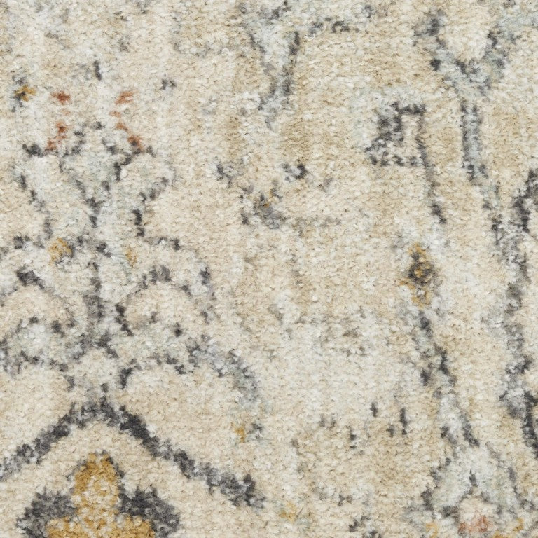 HomeRoots 8 Foot Round Floral Area Rug Distressed Vintage Look Polypropylene Living Room 573825
