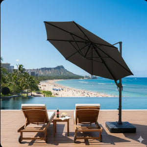 English Elm 10 Ft Square Cantilever Patio Umbrella Upf 50 Offset Canopy with 360 Rotation Gray B082P454953