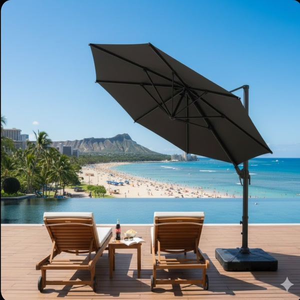 English Elm 10 Ft Square Cantilever Patio Umbrella Upf 50 Offset Canopy with 360 Rotation Gray B082P454953