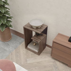 English Elm Fm Furniture Vega Side Table – Versatile Melamine Nightstand With Open Storage, Dark Walnut Finish B128P293874