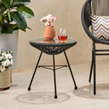 Christopher Knight Home® Modern Faux Rattan Outdoor Side Table with Tempered Glass Top - Durable & Stylish