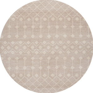 Homeroots 5' Beige Geometric Power Loom Round Rug  Polypropylene 573907