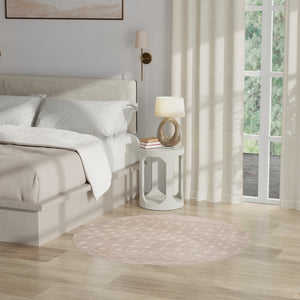 Homeroots 5' Beige Geometric Power Loom Round Rug  Polypropylene 573907