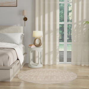 Homeroots 5' Beige Geometric Power Loom Round Rug  Polypropylene 573907