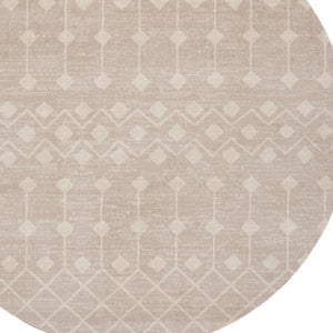 Homeroots 5' Beige Geometric Power Loom Round Rug  Polypropylene 573907