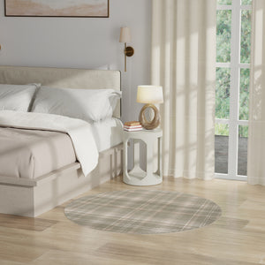 Homeroots 5' Olive Green And Ivory Plaid Round Rug  Polypropylene 573909