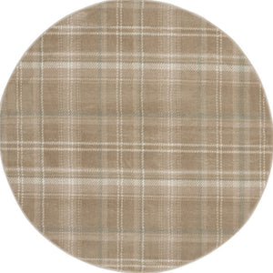 Homeroots 5' Taupe And Ivory Plaid Round Rug  Polypropylene 573910
