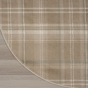 Homeroots 5' Taupe And Ivory Plaid Round Rug  Polypropylene 573910