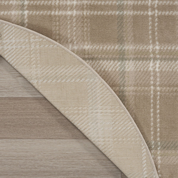 Homeroots 5' Taupe And Ivory Plaid Round Rug  Polypropylene 573910