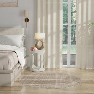 Homeroots 5' Taupe And Ivory Plaid Round Rug  Polypropylene 573910