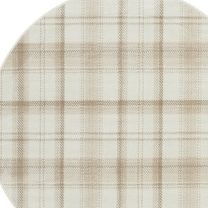 Homeroots 5' Ivory Plaid Power Loom Round Rug  Polypropylene 573911