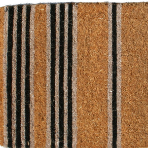 Homeroots 18" X 30" Brown And Black Coir Striped Outdoor Door Mat   573913