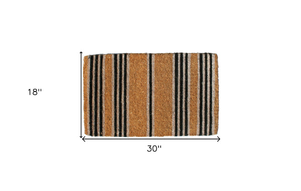 Homeroots 18" X 30" Brown And Black Coir Striped Outdoor Door Mat   573913