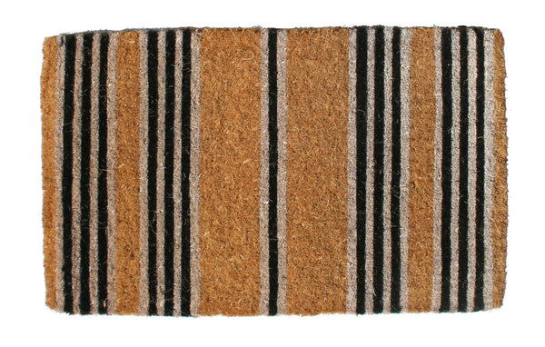 Homeroots 18" X 48" Brown And Black Coir Striped Outdoor Door Mat   573914