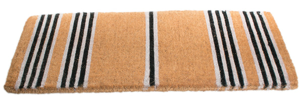 Homeroots 18" X 48" Brown And Black Coir Striped Outdoor Door Mat   573914