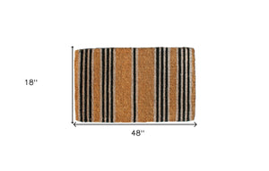 Homeroots 18" X 48" Brown And Black Coir Striped Outdoor Door Mat   573914