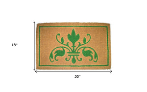 Homeroots 18" X 30" Brown And Green Coir Abstract Outdoor Door Mat   573915