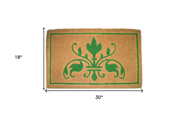 Homeroots 18" X 30" Brown And Green Coir Abstract Outdoor Door Mat   573915