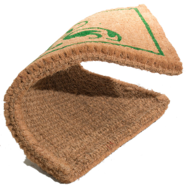 Homeroots 18" X 30" Brown And Green Coir Abstract Outdoor Door Mat   573915