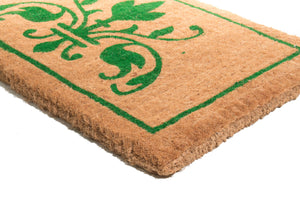 Homeroots 18" X 30" Brown And Green Coir Abstract Outdoor Door Mat   573915